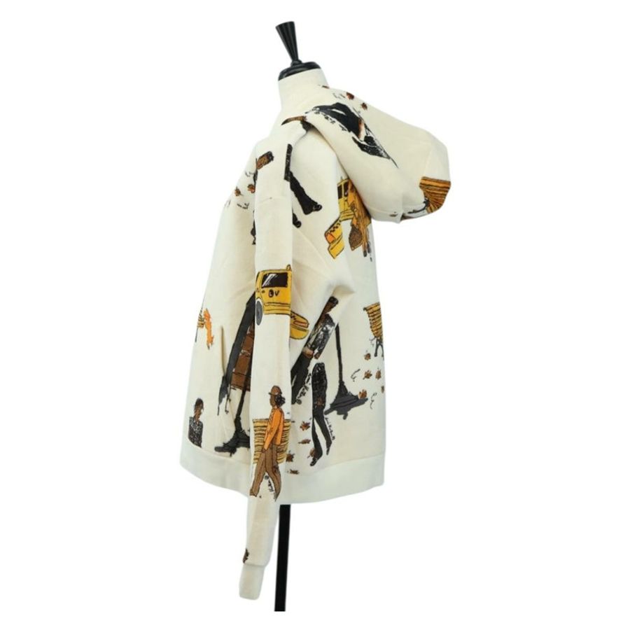 【日本直送】路易威登 (LOUIS VUITTON) 新款 Walkers 印花連帽衫 Virgil Abloh 棉質 M 象牙色 正品 182324SM-2