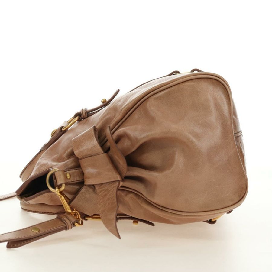 【日本直送】Miu Miu 手提包 皮革 兩用 米色 金色 正品 182623SAM-2