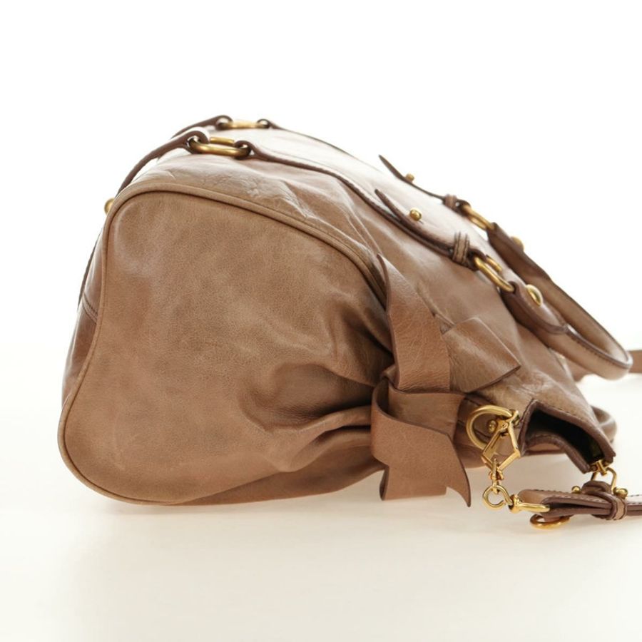 【日本直送】Miu Miu 手提包 皮革 兩用 米色 金色 正品 182623SAM-3