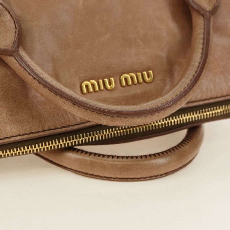 【日本直送】Miu Miu 手提包 皮革 兩用 米色 金色 正品 182623SAM-6