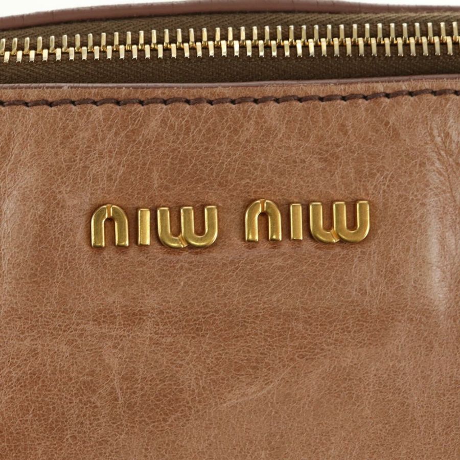 【日本直送】Miu Miu 手提包 皮革 兩用 米色 金色 正品 182623SAM-19