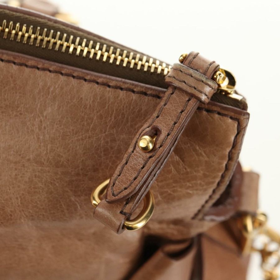 【日本直送】Miu Miu 手提包 皮革 兩用 米色 金色 正品 182623SAM-20
