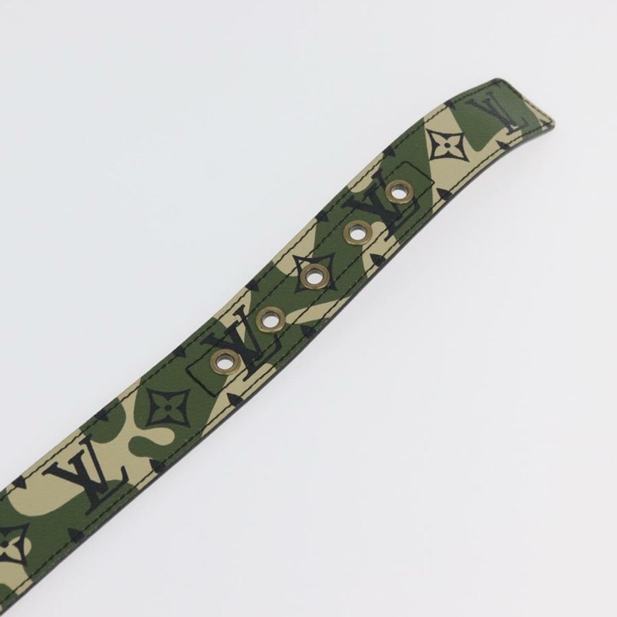 【日本直送】路易威登 Monogram 迷彩腰帶 39.4 英寸 綠色 LV 正品 182701SM-6