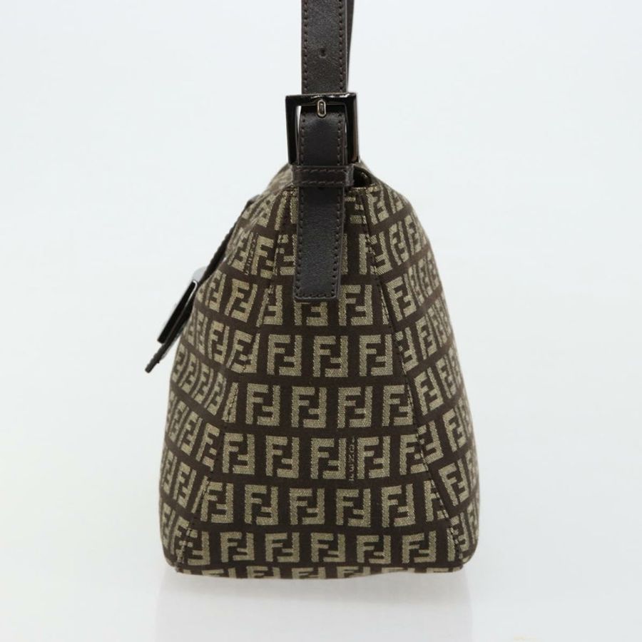 【日本直送】FENDI Zucchino帆布Mamma Baguette單肩包 銀棕色 正品 182652SAM-2