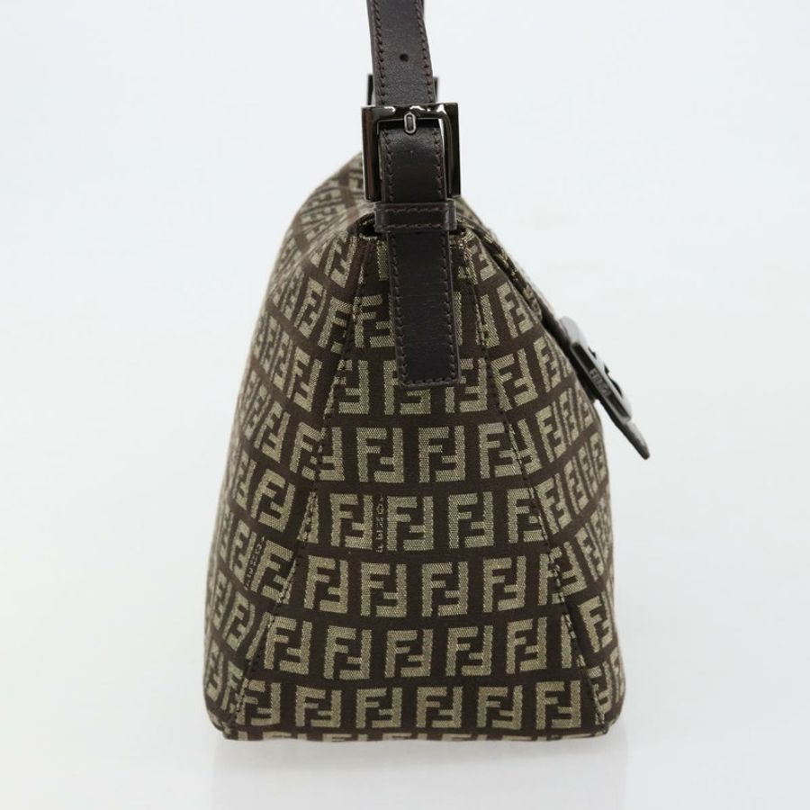 【日本直送】FENDI Zucchino帆布Mamma Baguette單肩包 銀棕色 正品 182652SAM-3