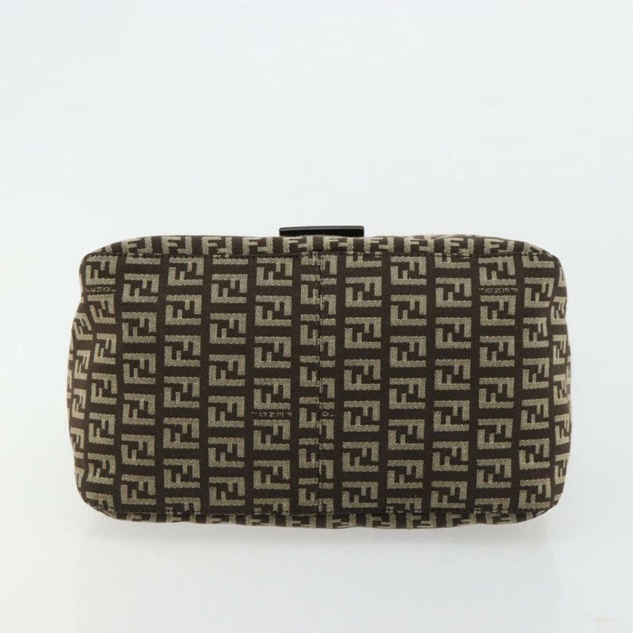 【日本直送】FENDI Zucchino帆布Mamma Baguette單肩包 銀棕色 正品 182652SAM-4