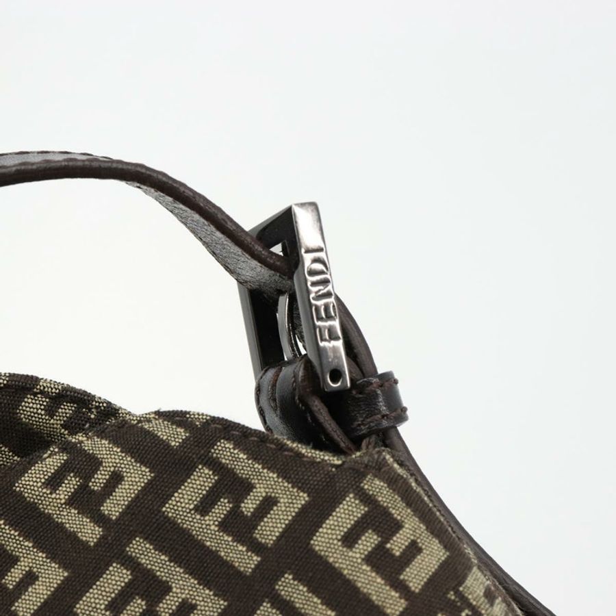 【日本直送】FENDI Zucchino帆布Mamma Baguette單肩包 銀棕色 正品 182652SAM-7