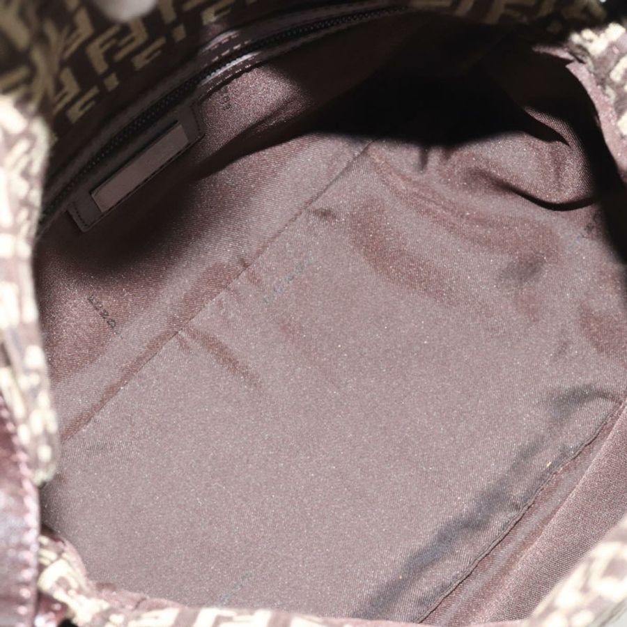 【日本直送】FENDI Zucchino帆布Mamma Baguette單肩包 銀棕色 正品 182652SAM-8