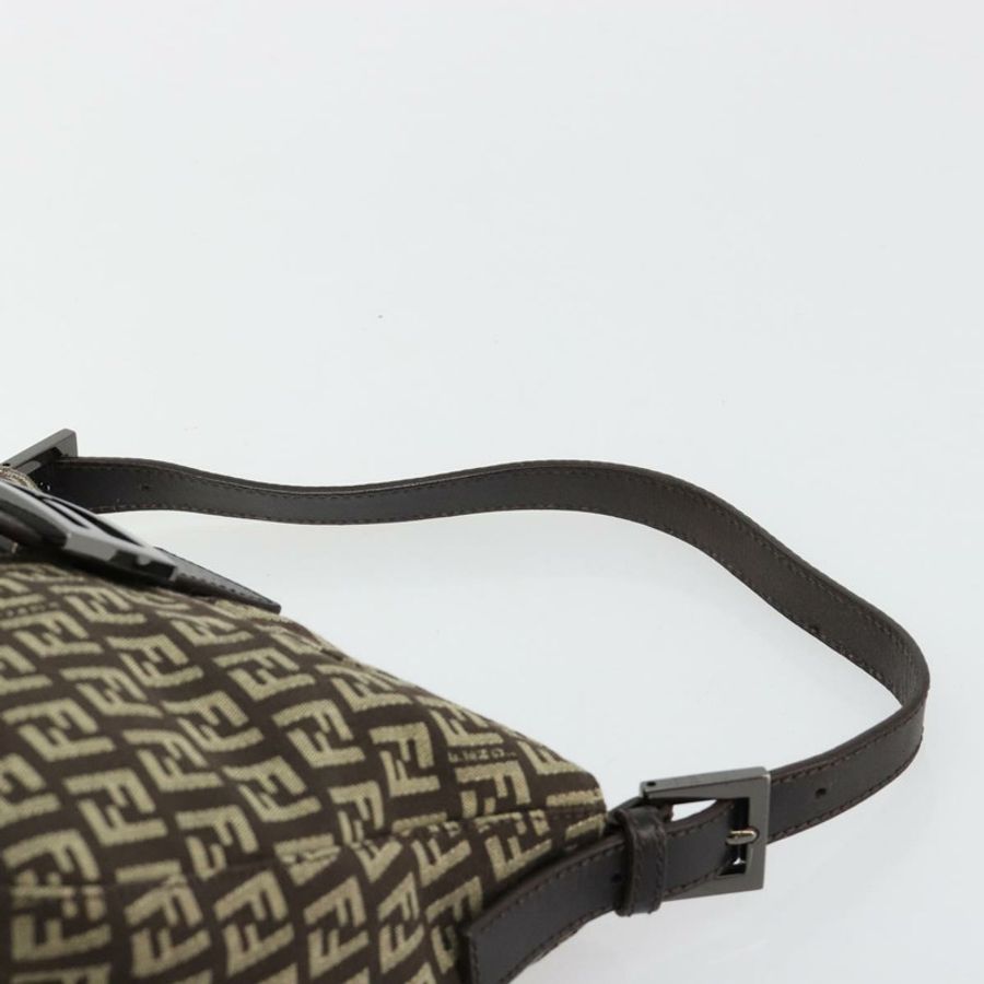 【日本直送】FENDI Zucchino帆布Mamma Baguette單肩包 銀棕色 正品 182652SAM-13