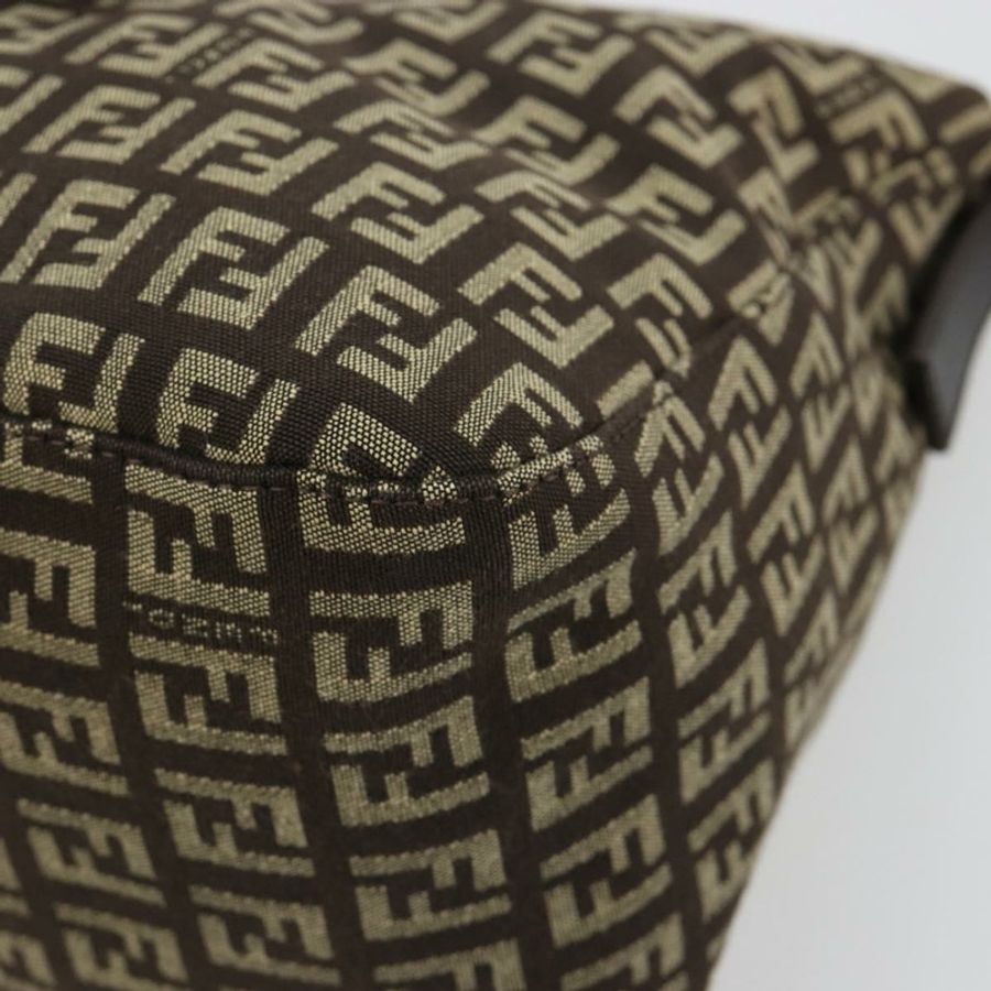 【日本直送】FENDI Zucchino帆布Mamma Baguette單肩包 銀棕色 正品 182652SAM-14