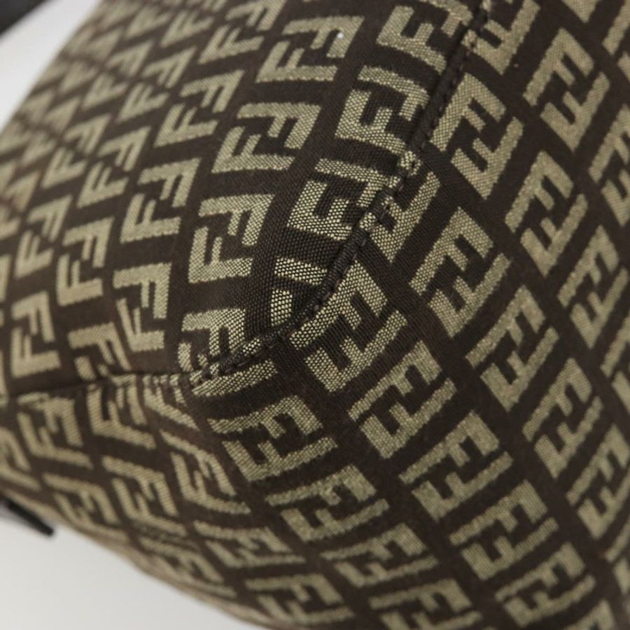 【日本直送】FENDI Zucchino帆布Mamma Baguette單肩包 銀棕色 正品 182652SAM-17