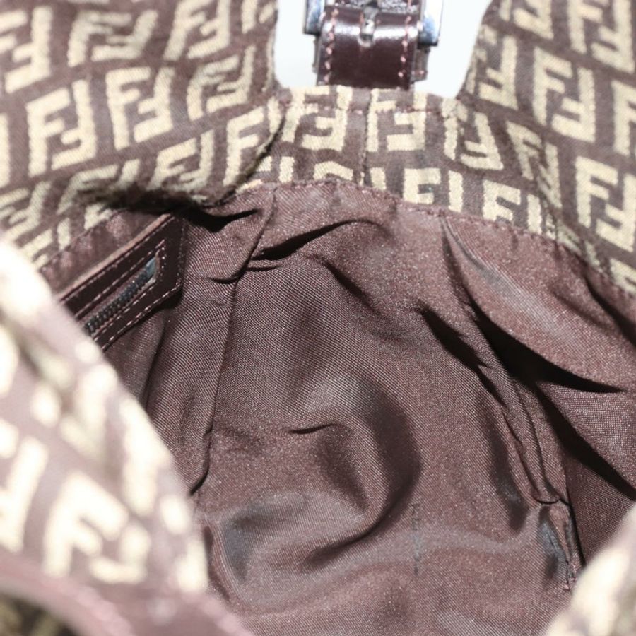 【日本直送】FENDI Zucchino帆布Mamma Baguette單肩包 銀棕色 正品 182652SAM-21