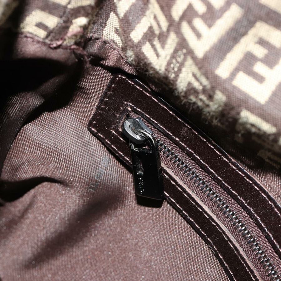 【日本直送】FENDI Zucchino帆布Mamma Baguette單肩包 銀棕色 正品 182652SAM-23
