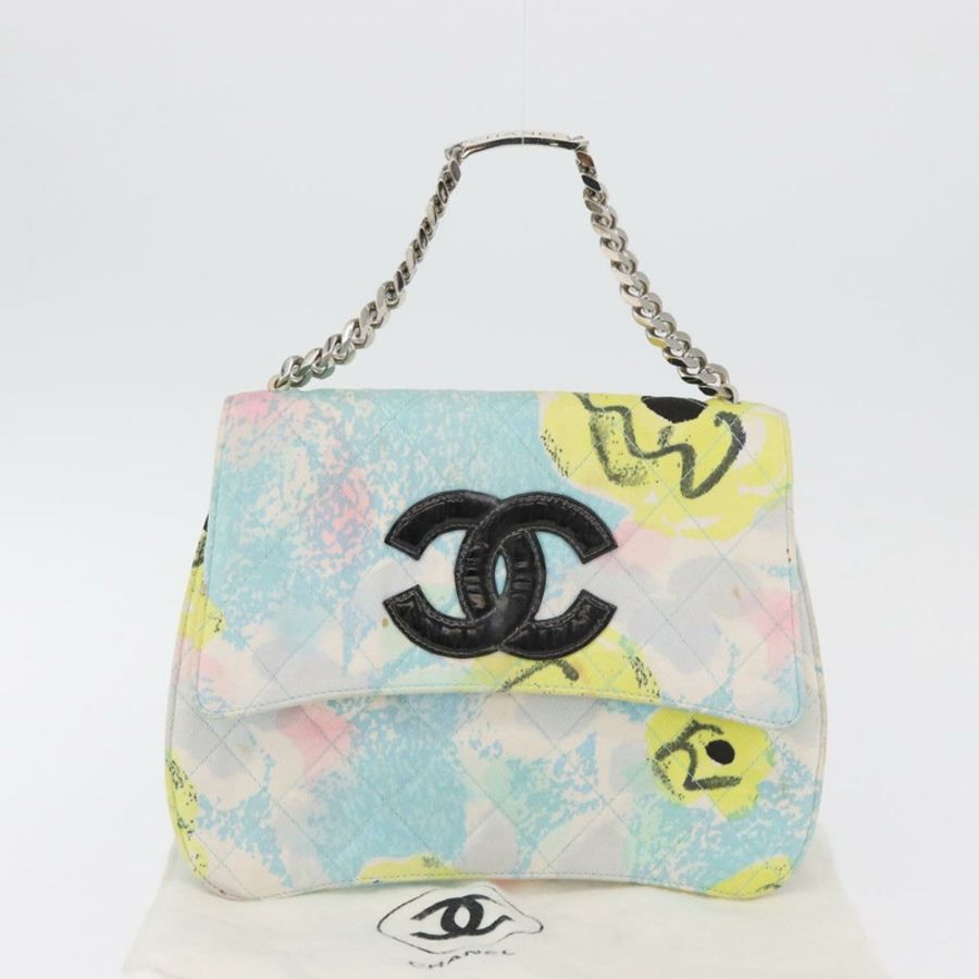 【日本直送】香奈兒 (CHANEL) 絎縫鏈條單背包 棉質 多色 銀色 CC 標誌 正品 182692SAV-11