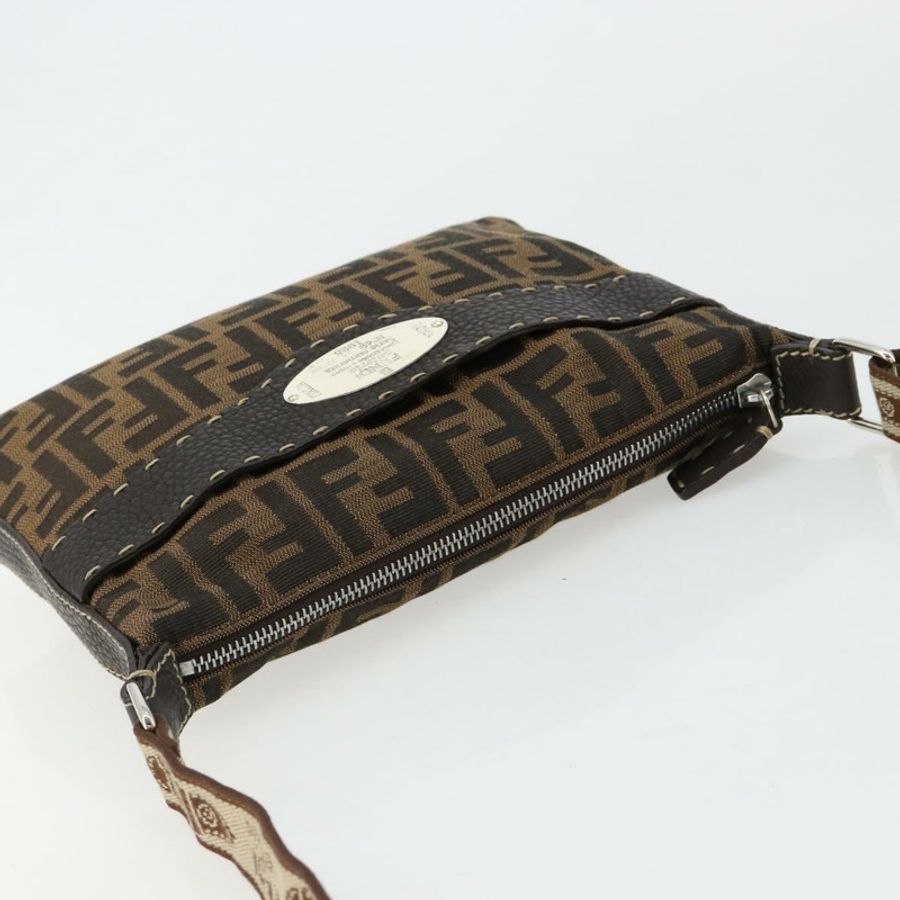 【日本直送】FENDI Zucca帆布Celeria單肩包 黑色棕色 正品 182654A-5