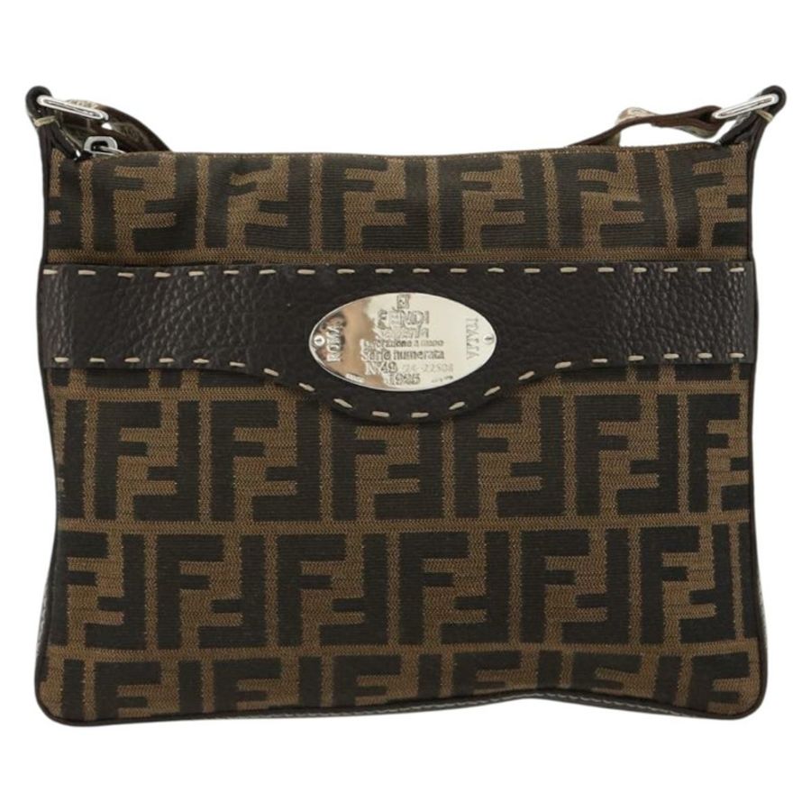 【日本直送】FENDI Zucca帆布Celeria單肩包 黑色棕色 正品 182654A-12