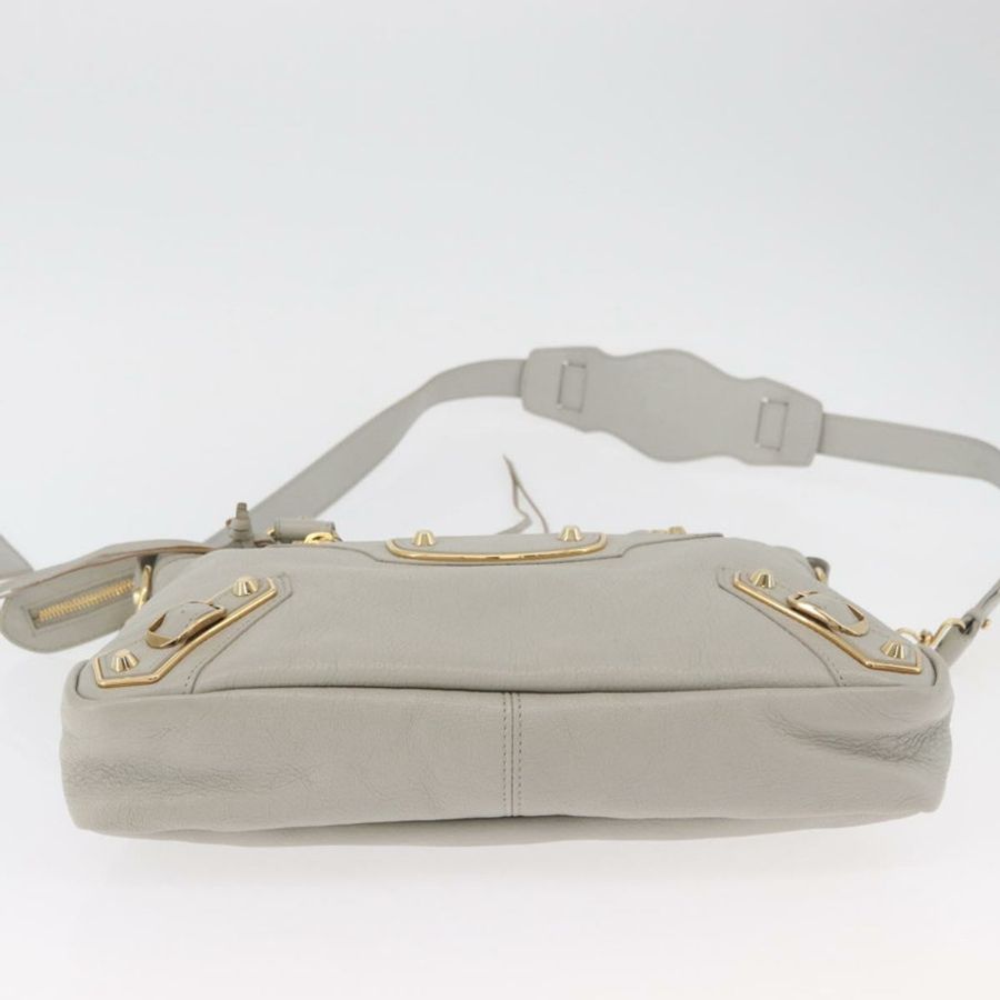 【日本直送】BALENCIAGA Edge Town 手提包 皮革 兩用 灰色/金色 390149 正品 182677SAM-4