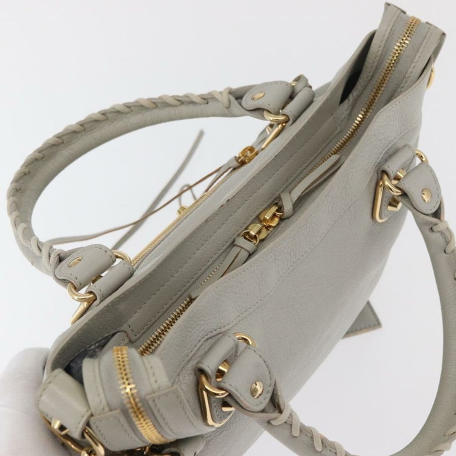 【日本直送】BALENCIAGA Edge Town 手提包 皮革 兩用 灰色/金色 390149 正品 182677SAM-5