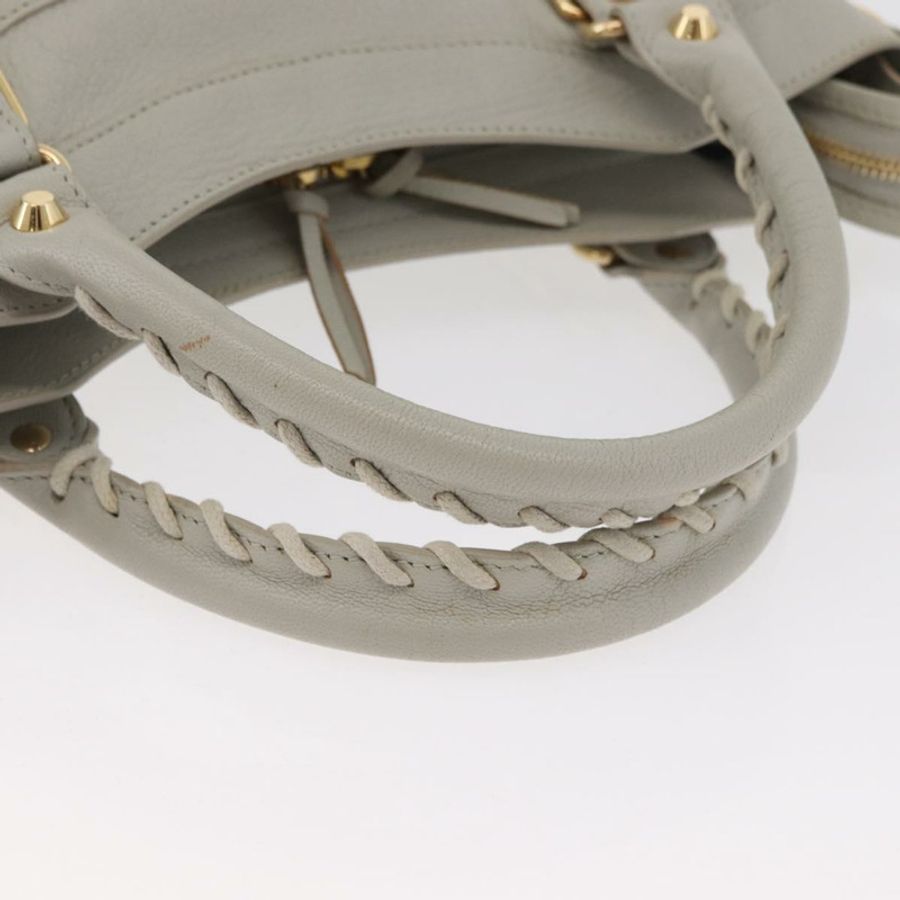 【日本直送】BALENCIAGA Edge Town 手提包 皮革 兩用 灰色/金色 390149 正品 182677SAM-6