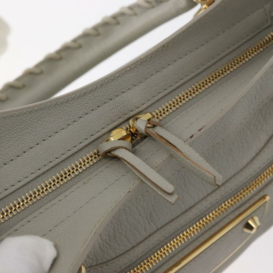 【日本直送】BALENCIAGA Edge Town 手提包 皮革 兩用 灰色/金色 390149 正品 182677SAM-18