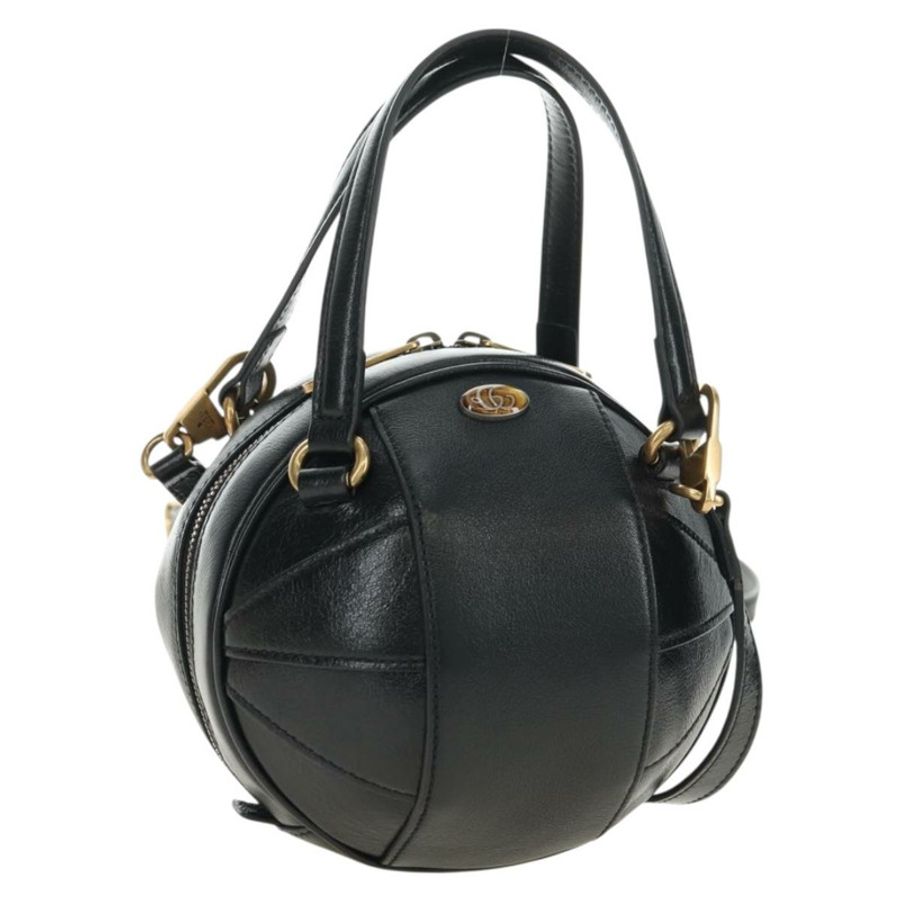 【日本直送】GUCCI 籃球造型手提包 皮革 兩用 黑色 金色 547855 正品 182676SAM-0
