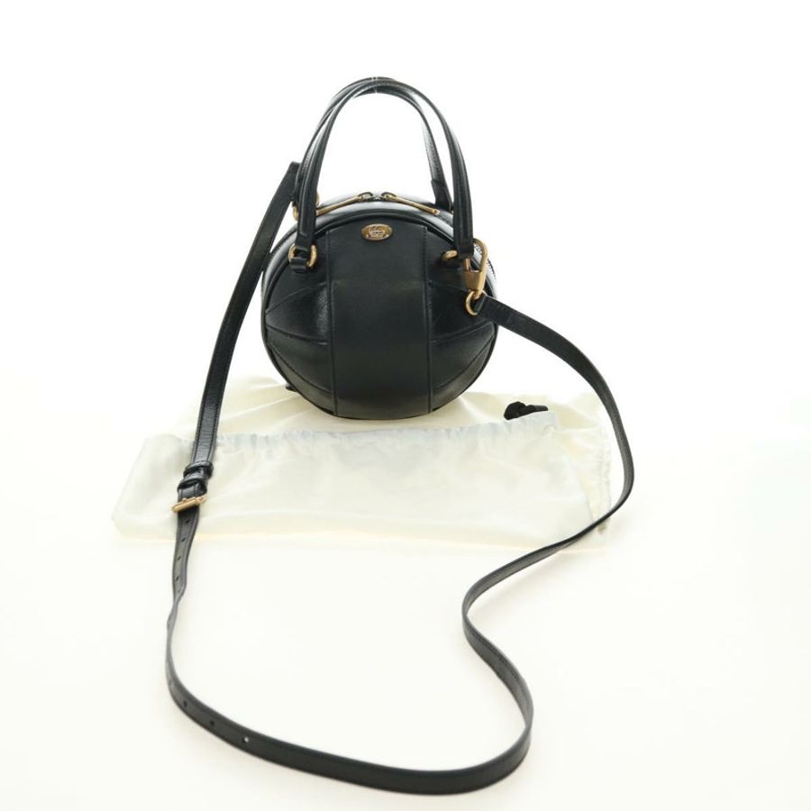 【日本直送】GUCCI 籃球造型手提包 皮革 兩用 黑色 金色 547855 正品 182676SAM-11