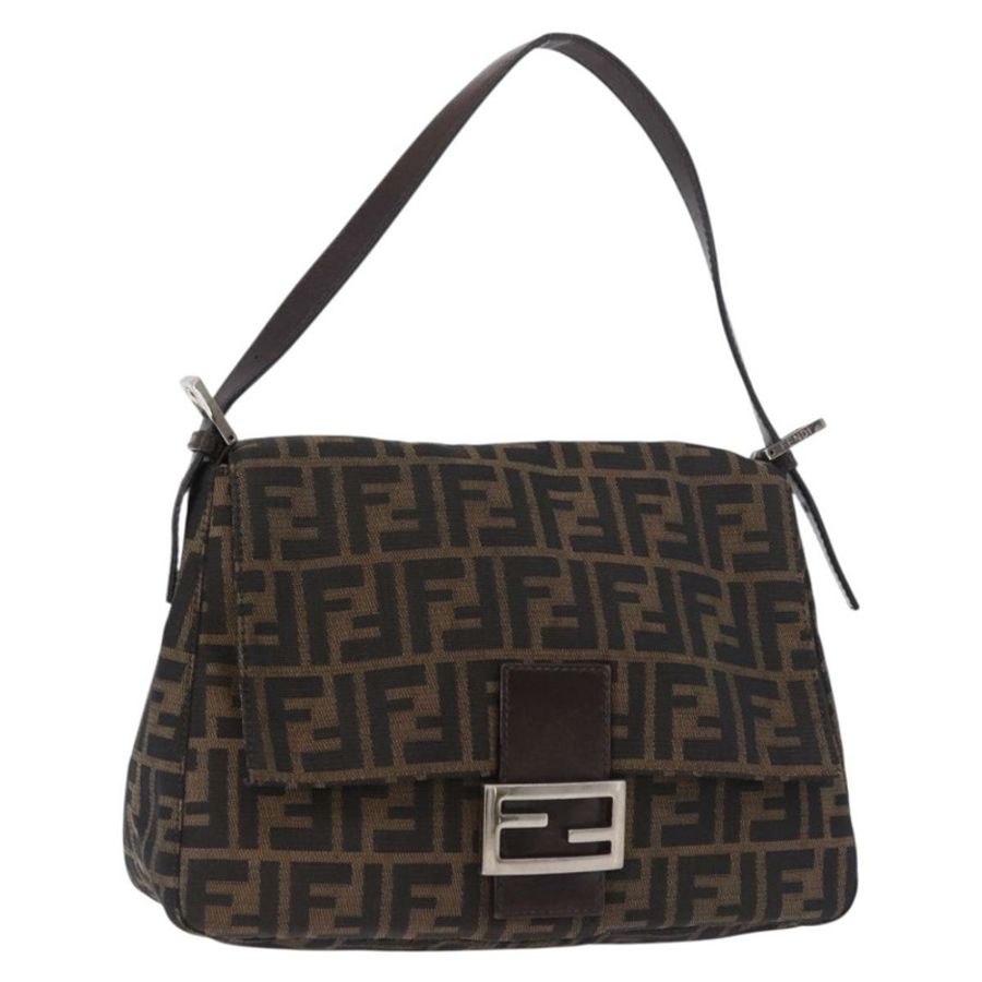【日本直送】FENDI Zucca帆布Mamma Baguette單肩包 黑色棕色 正品 am11778V-0