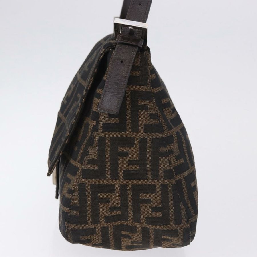 【日本直送】FENDI Zucca帆布Mamma Baguette單肩包 黑色棕色 正品 am11778V-2