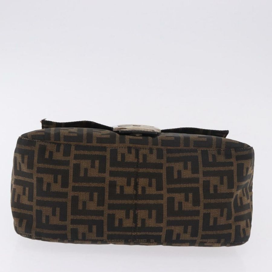 【日本直送】FENDI Zucca帆布Mamma Baguette單肩包 黑色棕色 正品 am11778V-4