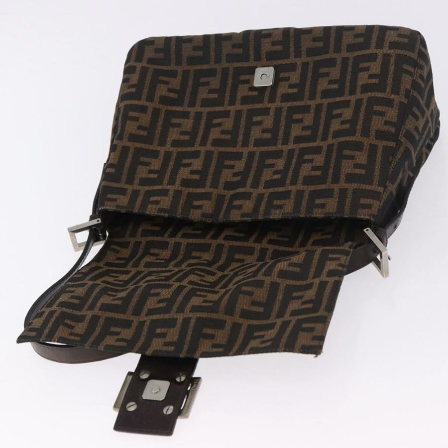 【日本直送】FENDI Zucca帆布Mamma Baguette單肩包 黑色棕色 正品 am11778V-18