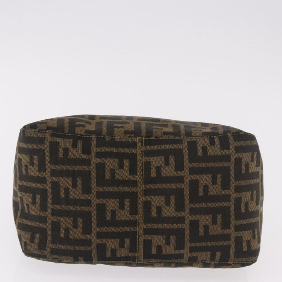【日本直送】FENDI Zucca帆布Mamma Baguette單肩包 黑色 棕色 金色 正品 am11782V-4