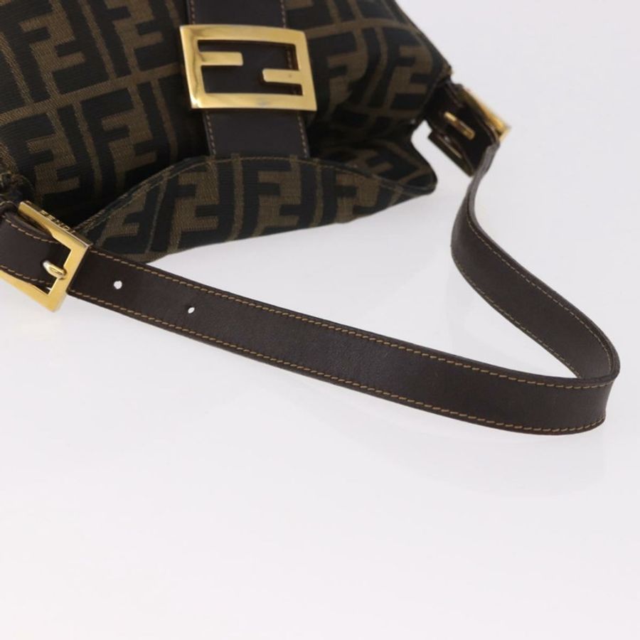 【日本直送】FENDI Zucca帆布Mamma Baguette單肩包 黑色 棕色 金色 正品 am11782V-6
