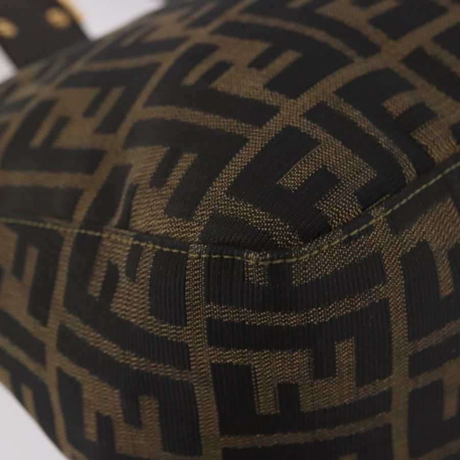 【日本直送】FENDI Zucca帆布Mamma Baguette單肩包 黑色 棕色 金色 正品 am11782V-13