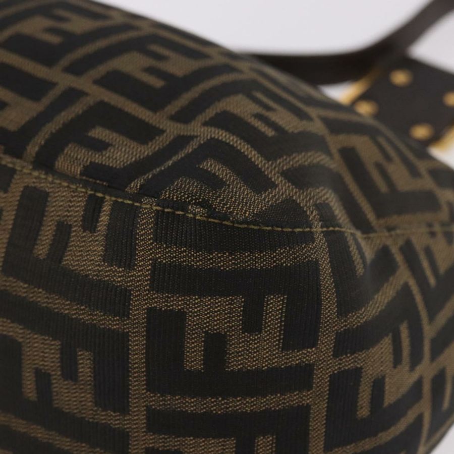 【日本直送】FENDI Zucca帆布Mamma Baguette單肩包 黑色 棕色 金色 正品 am11782V-14