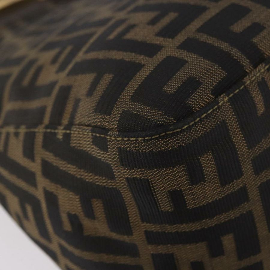【日本直送】FENDI Zucca帆布Mamma Baguette單肩包 黑色 棕色 金色 正品 am11782V-15