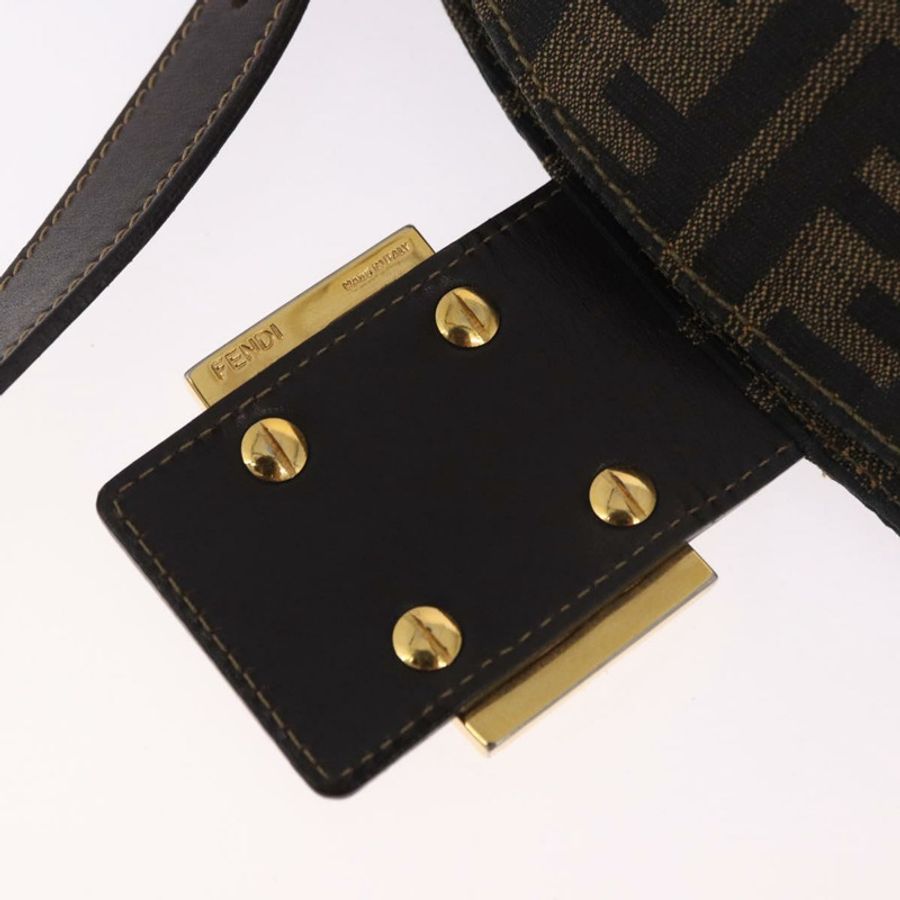 【日本直送】FENDI Zucca帆布Mamma Baguette單肩包 黑色 棕色 金色 正品 am11782V-17