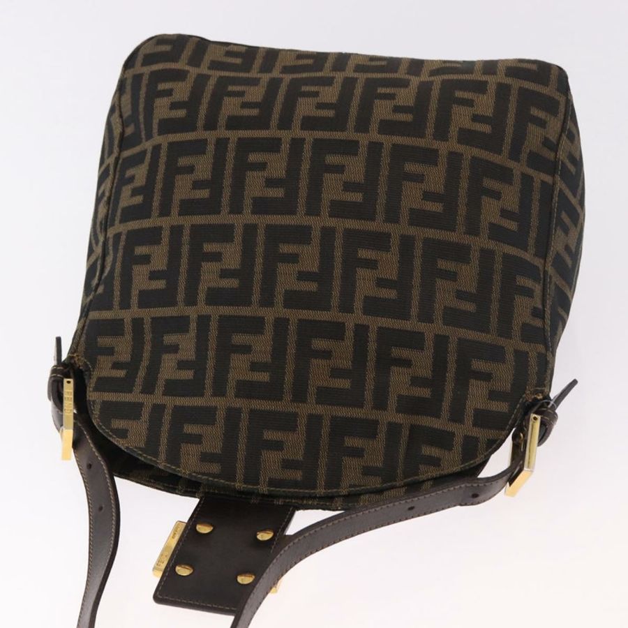 【日本直送】FENDI Zucca帆布Mamma Baguette單肩包 黑色 棕色 金色 正品 am11782V-18