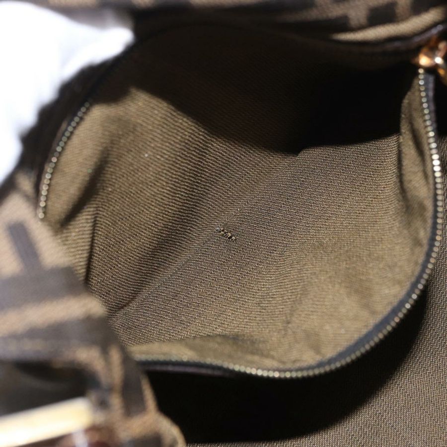 【日本直送】FENDI Zucca帆布Mamma Baguette單肩包 黑色 棕色 金色 正品 am11782V-23