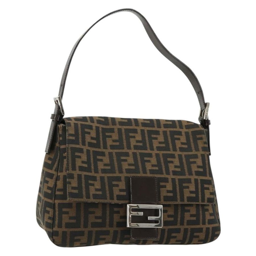 【日本直送】FENDI Zucca帆布Mamma Baguette手提包,黑色、棕色、銀色,正品 am11776SAV-0