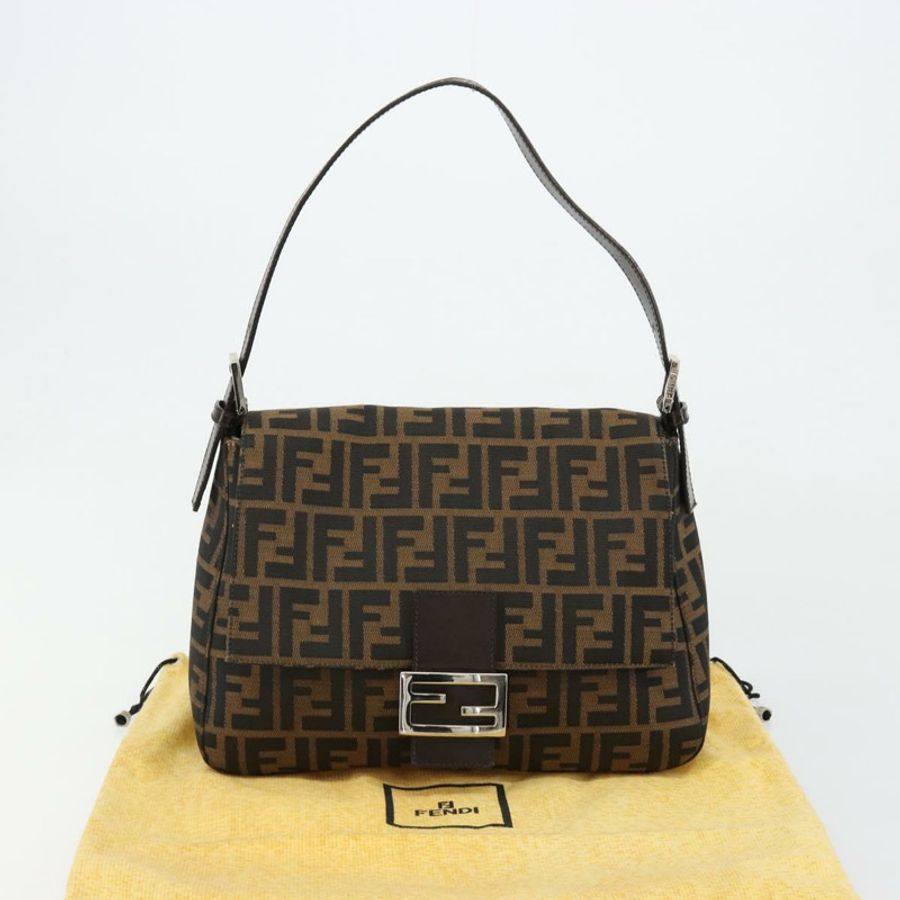 【日本直送】FENDI Zucca帆布Mamma Baguette手提包,黑色、棕色、銀色,正品 am11776SAV-11