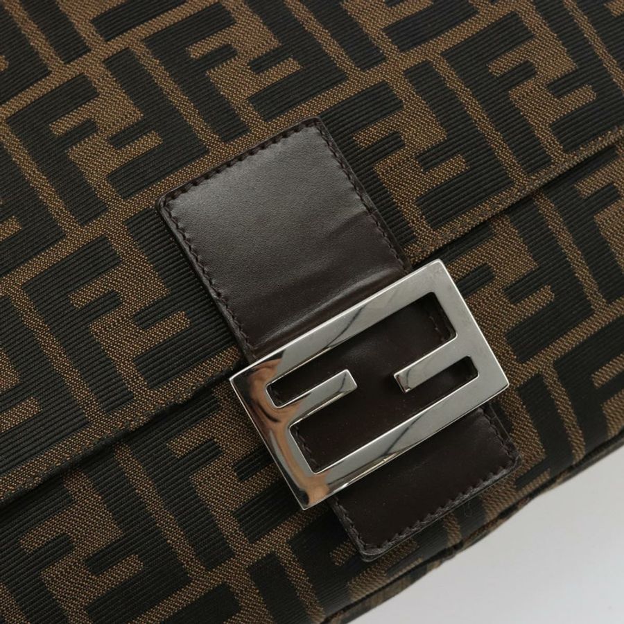【日本直送】FENDI Zucca帆布Mamma Baguette手提包,黑色、棕色、銀色,正品 am11776SAV-17