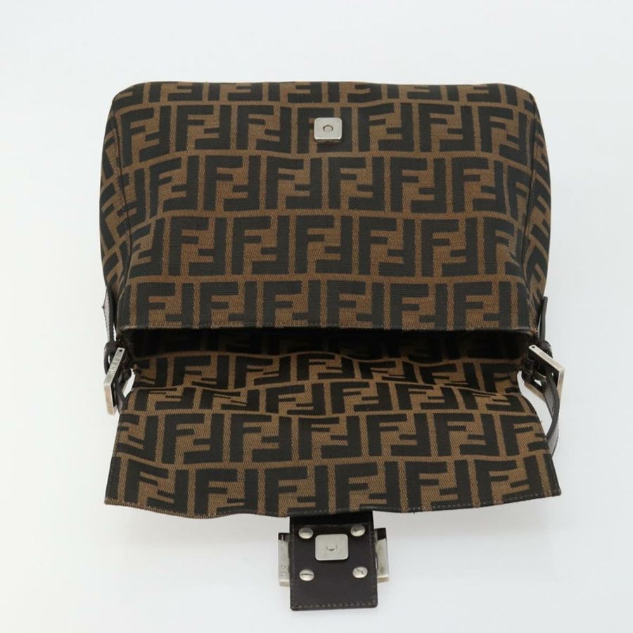 【日本直送】FENDI Zucca帆布Mamma Baguette手提包,黑色、棕色、銀色,正品 am11776SAV-18