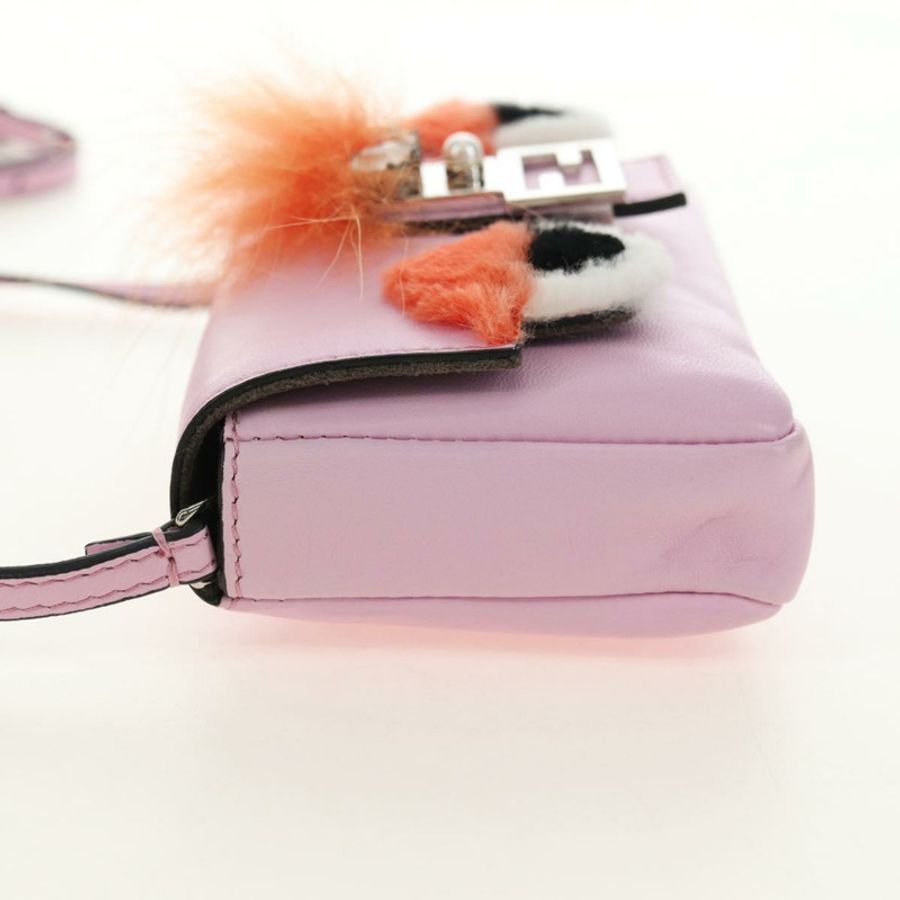【日本直送】FENDI Monster Micro 水桶肩包 皮革 粉紅色 銀色 正品 am11769M-2