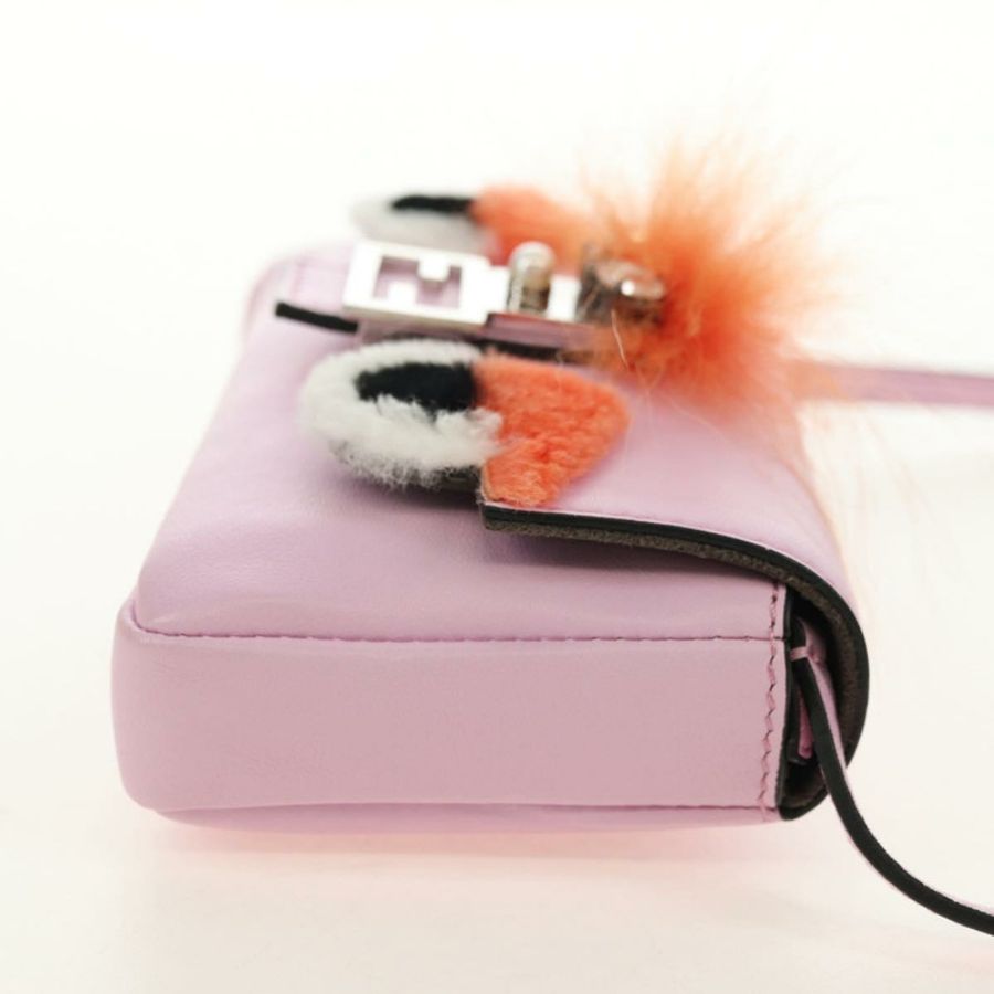 【日本直送】FENDI Monster Micro 水桶肩包 皮革 粉紅色 銀色 正品 am11769M-3