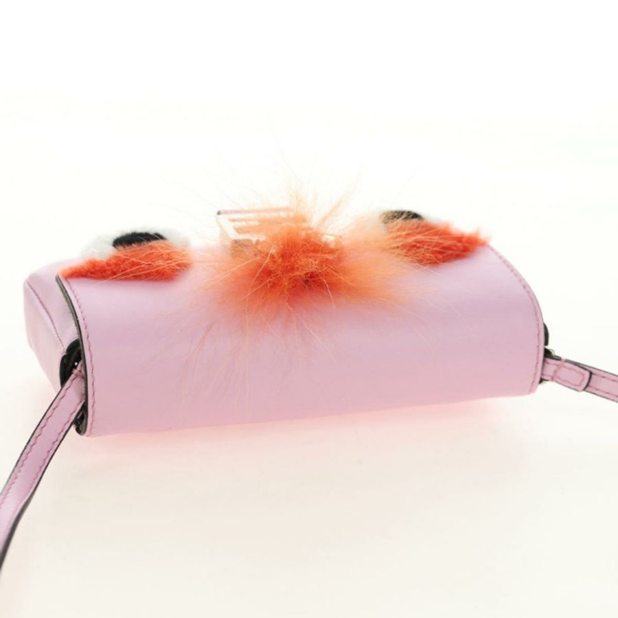 【日本直送】FENDI Monster Micro 水桶肩包 皮革 粉紅色 銀色 正品 am11769M-5