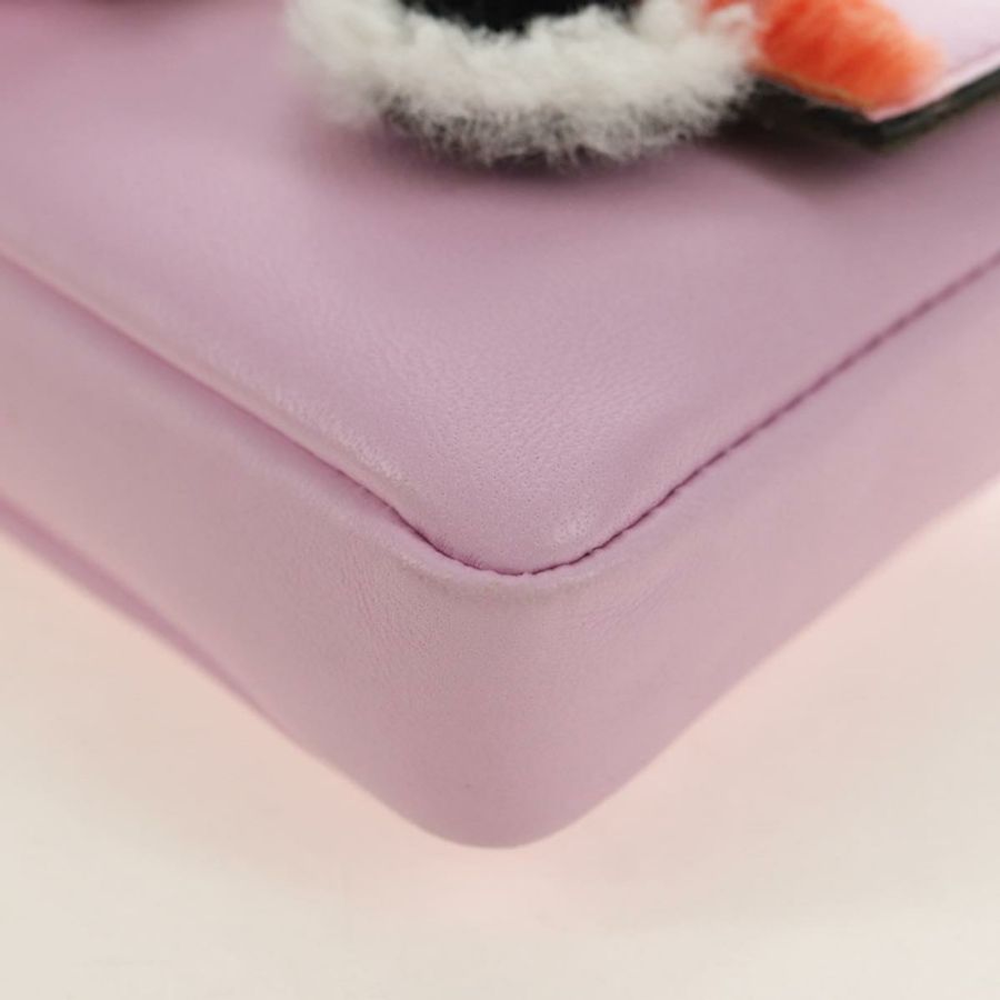 【日本直送】FENDI Monster Micro 水桶肩包 皮革 粉紅色 銀色 正品 am11769M-15
