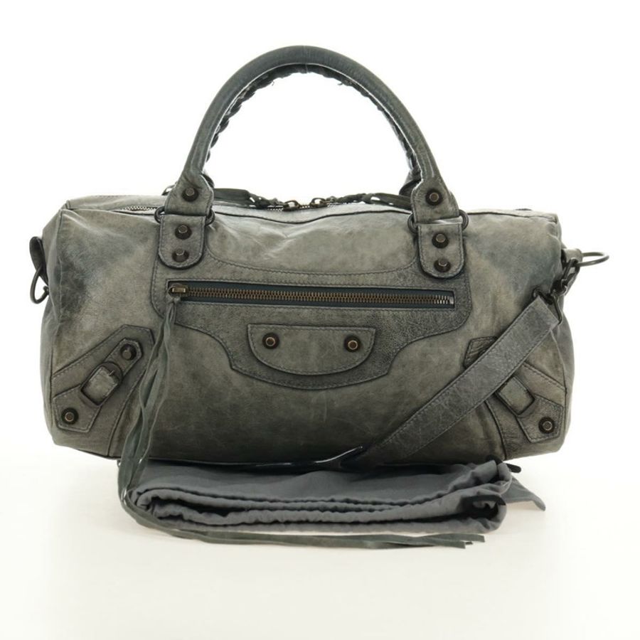 【日本直送】BALENCIAGA Zazigi 手提包 皮革 2way 綠色 128523 正品 182579V-11