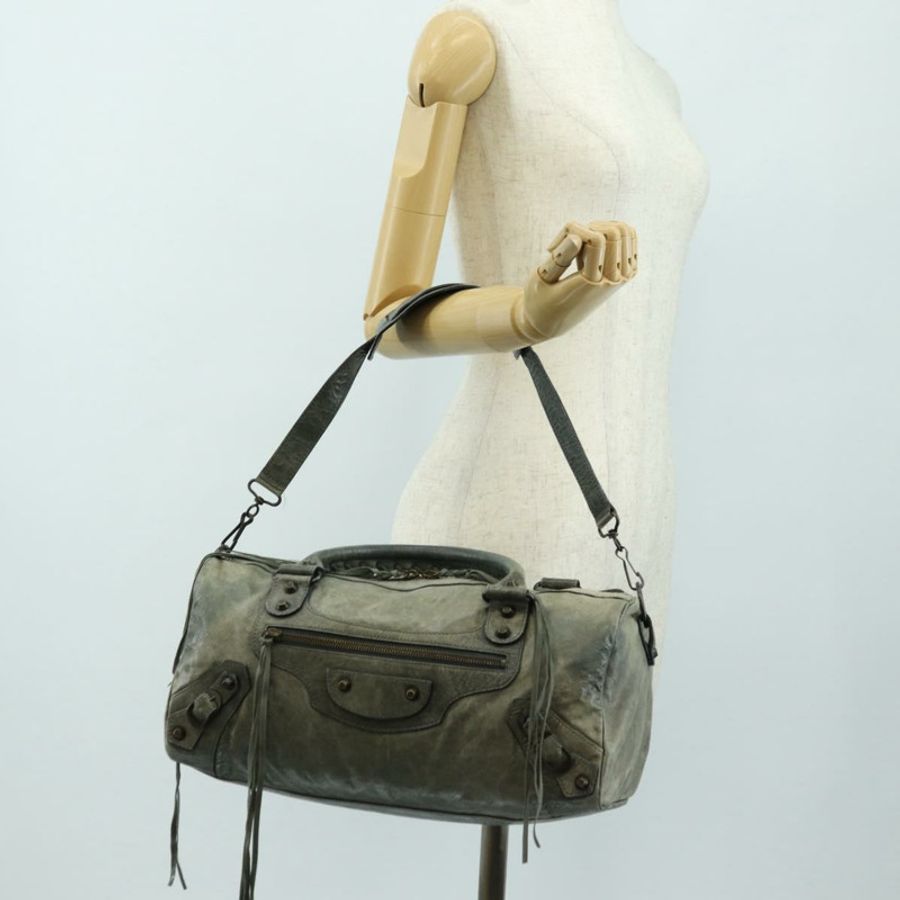 【日本直送】BALENCIAGA Zazigi 手提包 皮革 2way 綠色 128523 正品 182579V-30