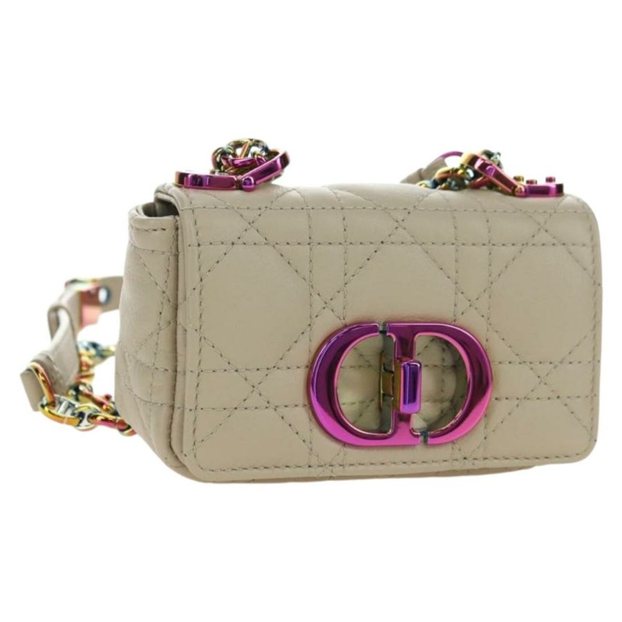 【日本直送】Christian Dior Caro Micro Chain Canage 羊皮米色金色鏈條包,正品 182573SAM-0