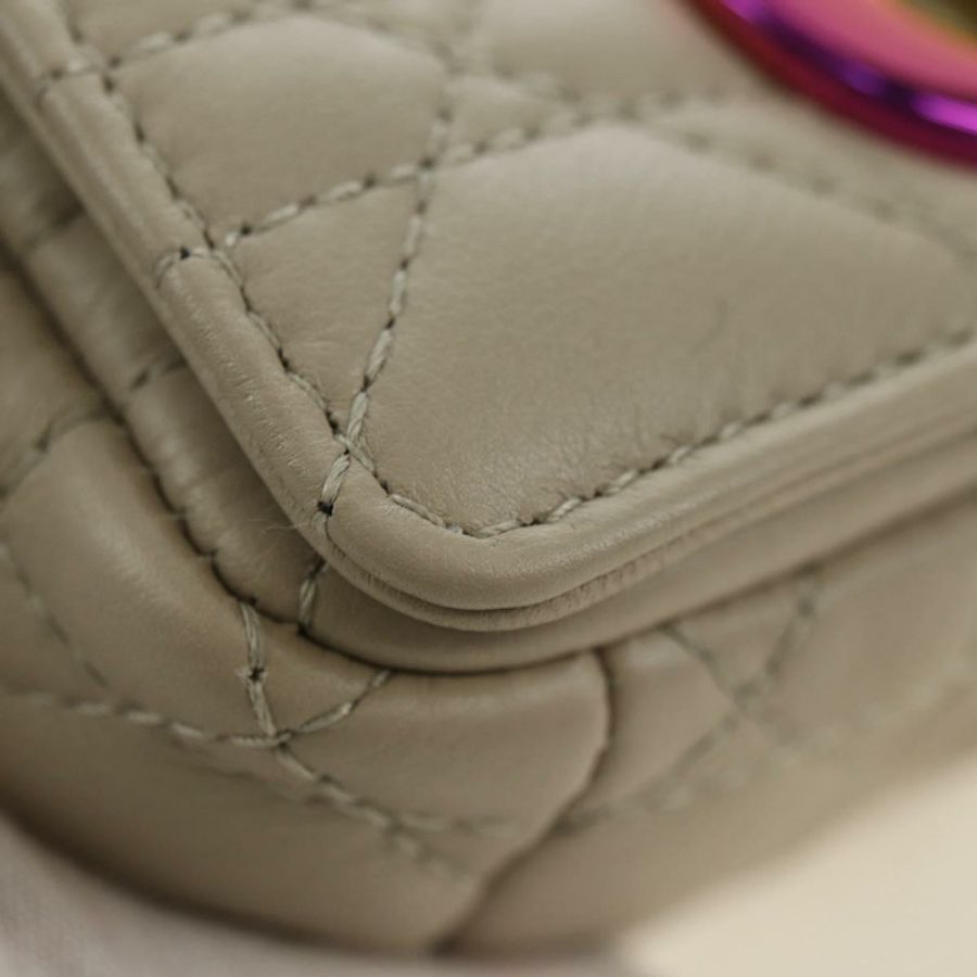 【日本直送】Christian Dior Caro Micro Chain Canage 羊皮米色金色鏈條包,正品 182573SAM-8